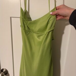 Long Green Spaghetti Strap Dress